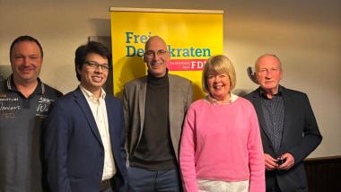 Die Spitzenkandidatinnen und Kandidaten zur Kommunalwahl: Stefan Weber, Andre Buttler, Dr. Andres Schützendübel, Ilse Kiffe-Heinze, Robert Heinze